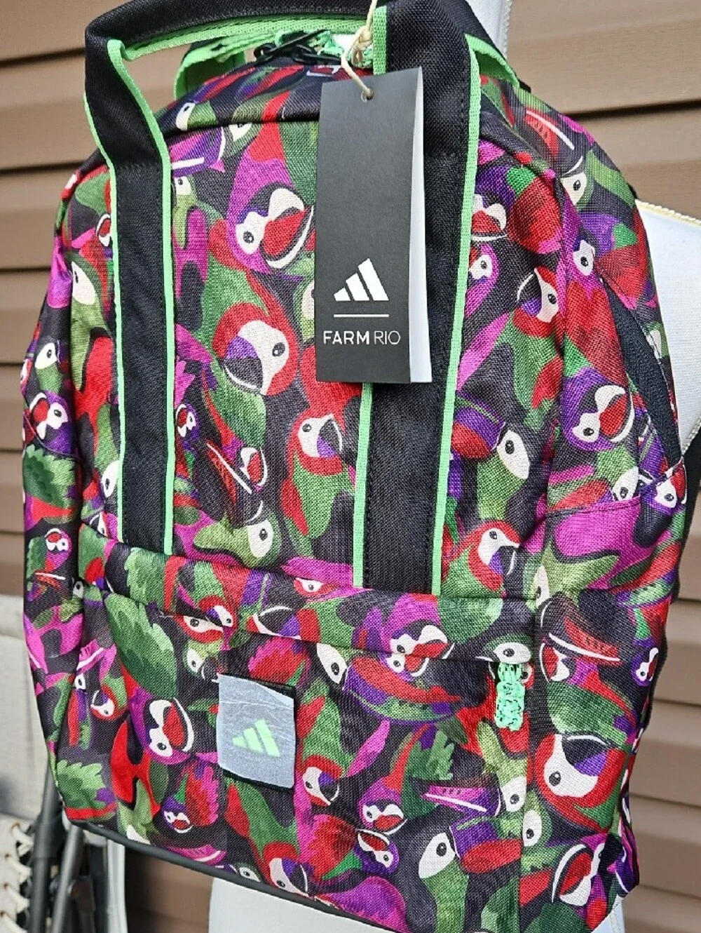 FARM Rio And ADIDAS Multicolor Parrot-Print Backpack with Green Trim